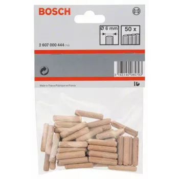 Bosch houtdeuvels 6 mm x 30 mm, 50 stuks 2607000444