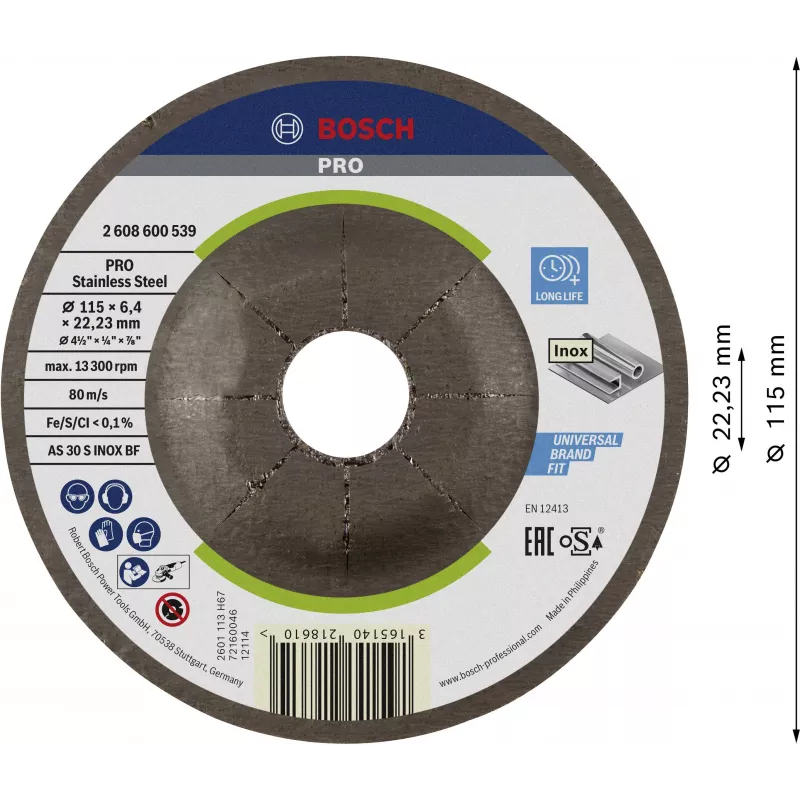 Bosch 2608600539 Gebogen slijpschijf 115 x 22,23 mm, 1 stuk