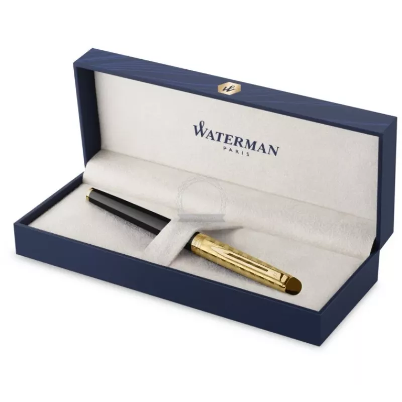 Waterman Hemisphere rollerbalpen - fijn, glanzend zwart met chroom sierringen, geschenkdoos 2225136