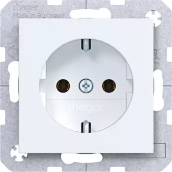 HAGER WAS1300WM SCHUKO-stopcontact, schroef-liftklemmen, alpienwit
