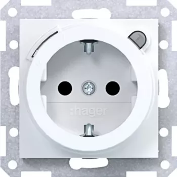 HAGER WAS1261WG SCHUKO-stopcontact met aardlekschakelaar, type A, 16 A, 30 mA, polarwit