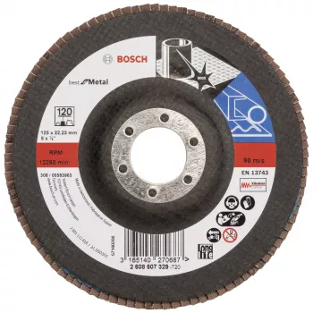BOSCH X-LOCK lamellenschijf 125 mm P120 zirkonkorund conisch voor metaal 2608607329