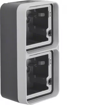 Hager WNA676 opbouw 2-voudig verticaal basisbehuizing met frame en kabelinvoer, polarwit