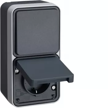 Hager WNC082 opbouw wisselschakelaar en SCHUKO-stopcontactcombinatie, grijs