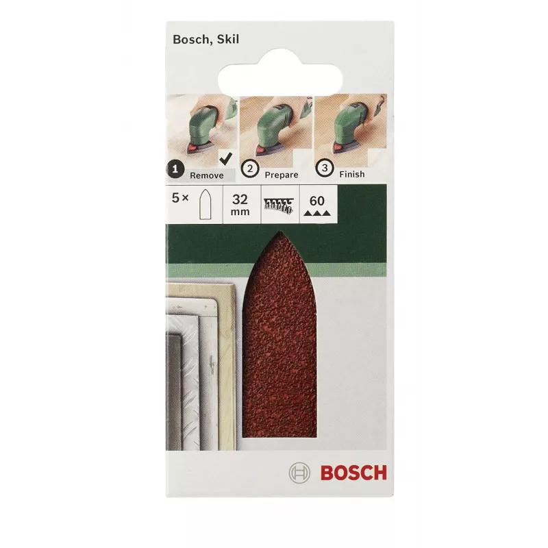 Bosch Delta schuurblad korrel 240, klittenband, 32 mm hoek, 5-pack 2609256A40