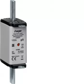 HAGER LNH1100MK NH1C 100A 500V gG smeltpatroon met bovenstuk-indicator, niet scheidbaar