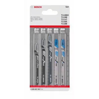 Bosch Accessories 2608667857 decoupeerzaagbladen-set hout en metaal Basic, 5-delig, T-schacht