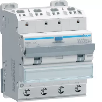 Hager ADM470QC aardlekschakelaar/installatieautomaat 4P 6kA C20 30mA type A Quick Connect