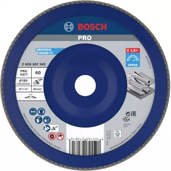 Bosch X571 Best for Metal lamellenschijf, 180 mm diameter, 22,33 mm boring, zirkonkorund, K40 korrel, conisch type 29, voor staal en ijzermetalen 2608607343