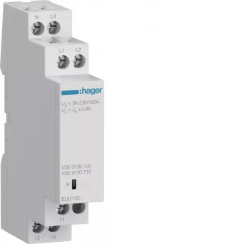 Hager EUU100 fasebewakingsrelais, 3-fasig, 1 wisselcontact, 3x230/400V AC