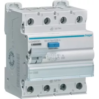 HAGER CDA663D aardlekschakelaar 4P 63A 30mA type A 10kA