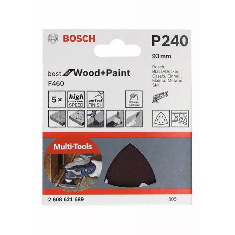 Bosch 2608621689 delta-schuurblad P240 93 mm 5-pack