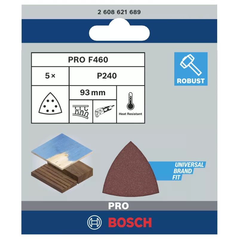 Bosch 2608621689 delta-schuurblad P240 93 mm 5-pack