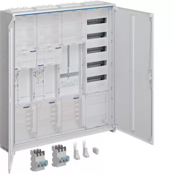 HAGER ZB34SEQ29EN univers Z compleetkast, 2 meterplaatsen, 3 velden, 5 rijen, 180 modules, IP44, wit