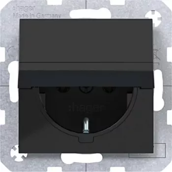 HAGER WAS1110BG opbouw-schuko-stopcontact met zelfsluitend klepdeksel, IP44, lichtgrijs