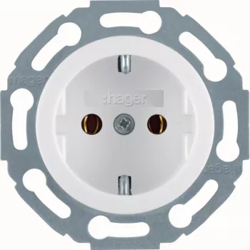 Hager WTS1300WG schuko-stopcontact, polarwit glanzend, 1-voudig, inbouw, 16 A, 250 V, kinderveilig