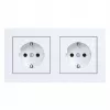 HAGER WAS2123WM SCHUKO dubbele wandcontactdoos met raam A.1, polarwit