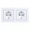 HAGER WAS2123WM SCHUKO dubbele wandcontactdoos met raam A.1, polarwit