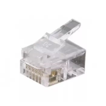 Exertis Connect RJ12 modulaire stekker voor platte kabel, ongeïsoleerd, 6P6C, 10-pack (920630)