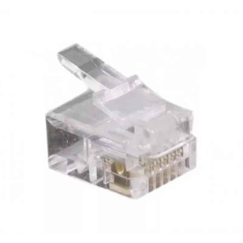 Exertis Connect RJ12 modulaire stekker voor platte kabel, ongeïsoleerd, 6P6C, 10-pack (920630)