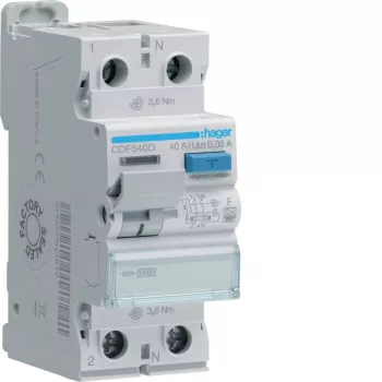 HAGER CDF540D aardlekschakelaar 2P 40A 30mA type F 10kA