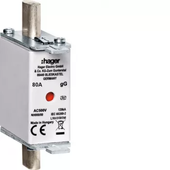 Hager LNH0080M NH000 500V gG 80A smeltpatroon met combinatiemelder