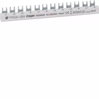 HAGER KDS463AT 4-polige 12-module pin-verzamelrail, 63 A, 230/400 V AC