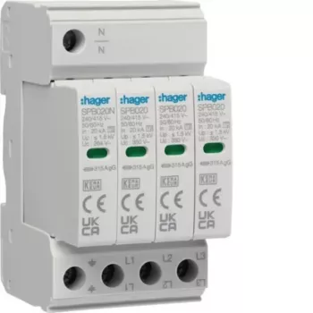 Hager SPB420 type 2 overspanningsafleider 3P+N 275V AC 40kA DIN-rail