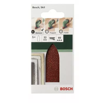 Bosch 2609256A38 delta-schuurpapier, klittenband, ongeperforeerd, korrel 80, hoek 32 mm, 5 stuks