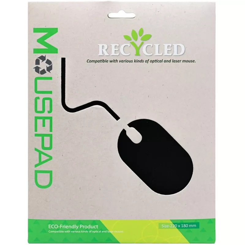 Exertis Connect muismat, gerecycled materiaal, 220 x 180 mm, zwart