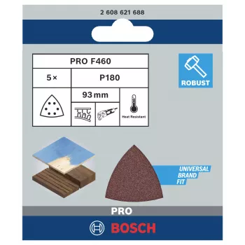 Bosch 2608621688 delta schuurpapier korrel 180, 93 mm, 5 stuks