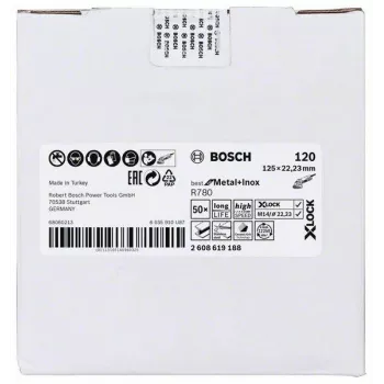 Bosch Best for Metal+Inox R780 oppervlaktevlies, 125 mm, X-LOCK, korrel 120 2608619188