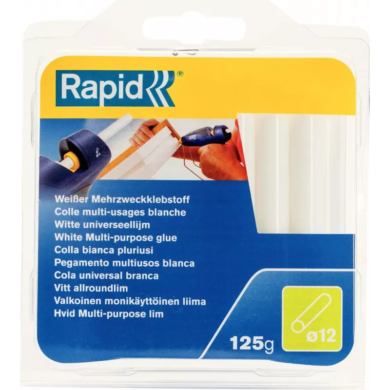 RAPID TOOLS universele witte hotmelt-lijmsticks 12 mm diameter, EVA & hars, oplosmiddelvrij, 1 stuk (40107355)