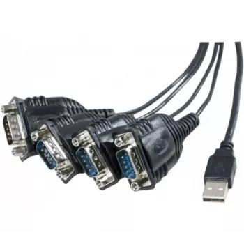 Exertis Connect USB-naar-serieel adapterkabel, USB-A stekker naar DB-9 stekker, 1,3 m, duimschroeven, zwart 040344