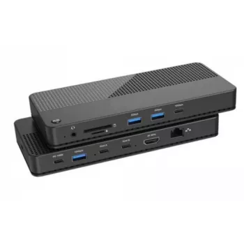 EXERTIS CONNECT KVM-switch met dockingstation, HDMI 4K Ultra HD, LAN, 4-poorts USB-hub, audio, kaartlezer (061110)