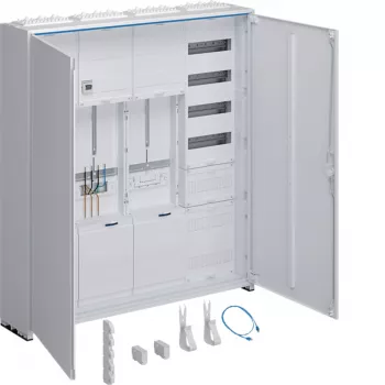 Hager universZ compleet meter- en verdeelkast, opbouw, 2 meterplaatsen, 3-punts, APZ-veld, 60 modules, wit ZB343Q29ENT