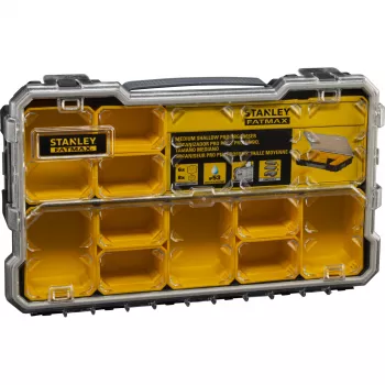 Stanley FatMax Pro-Stack kleinonderdelen-organizer met 10 uitneembare bakjes, zwart/geel