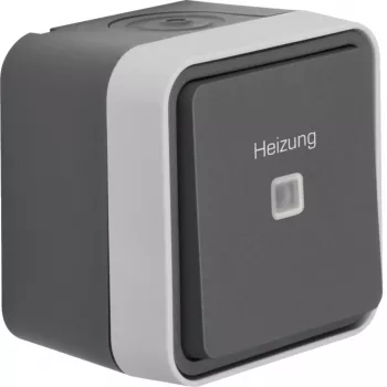 Hager WNC016 opbouw verwarmingswisselschakelaar met verwarmingsmarkering, IP55, grijs