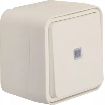 Hager WNC021B schakelaar, opbouw, verlicht, 1 NO, IP55, polarwit