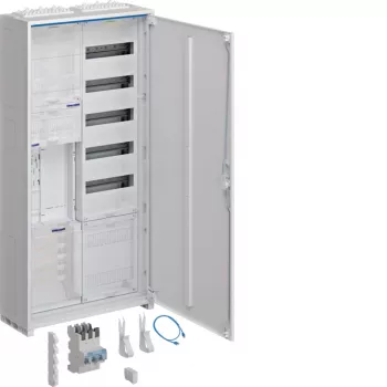 Hager ZB32SEQ15A complete meter- en verdeelkast, 1 eHZ-meterveld, 5-rijig verdeelveld, geïntegreerde APZ, opbouw/inbouwmontage, staal, wit