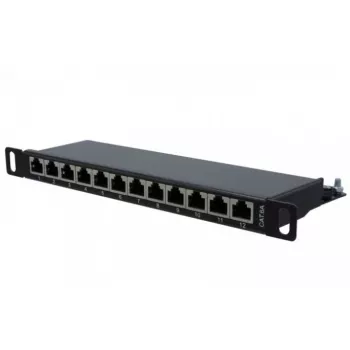 EXERTIS CONNECT Cat. 6A STP 10-inch 0,5U 12-poorts patchpanel, zwart 257312