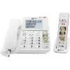 Geemarc AMPLIDECT COMBI-PHOTO 295 bedrade seniorentelefoon met antwoordapparaat, fototoetsen, verlicht display, wit