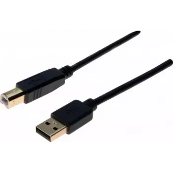 EXERTIS CONNECT USB 2.0 premium-kabel, verguld, USB A naar USB B, 1,0 m, zwart 532427