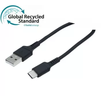 Exertis Connect USB 2.0-kabel, 60W, USB-A naar USB-C, zwart, 1,0 m (532555)