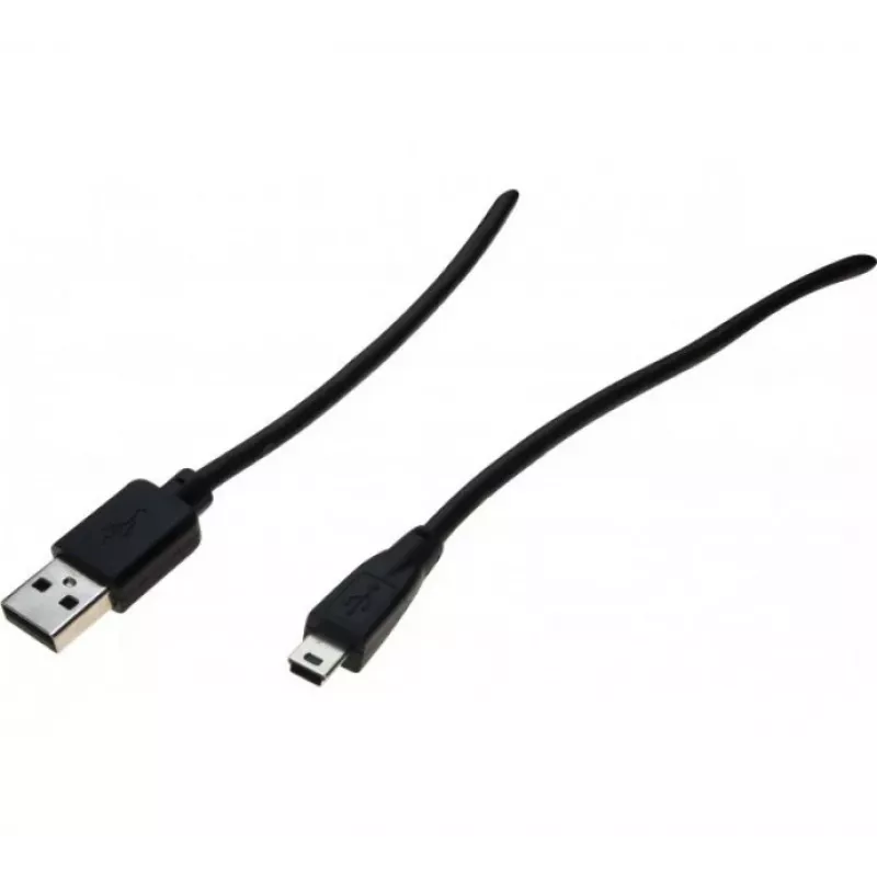 Exertis Connect USB 2.0-kabel, USB-A stekker naar Mini-USB Type-B stekker, 5,0 m, zwart 532418