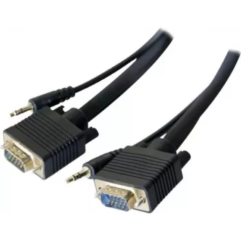 EXERTIS CONNECT S-VGA-monitorkabel met audio, 15-polige HD D-Sub stekker naar stekker, 5,0 m, zwart 137221