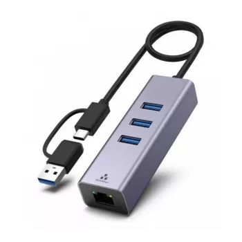 Exertis Connect USB 3.1 Gigabit Ethernet netwerkadapter met USB-hub en Type-C-converter (310763)