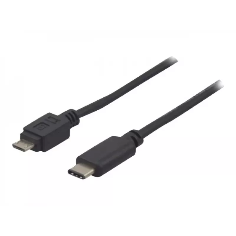 EXERTIS CONNECT USB 2.0 kabel, USB Type-C naar Micro-B, zwart, 1,0 m 150301