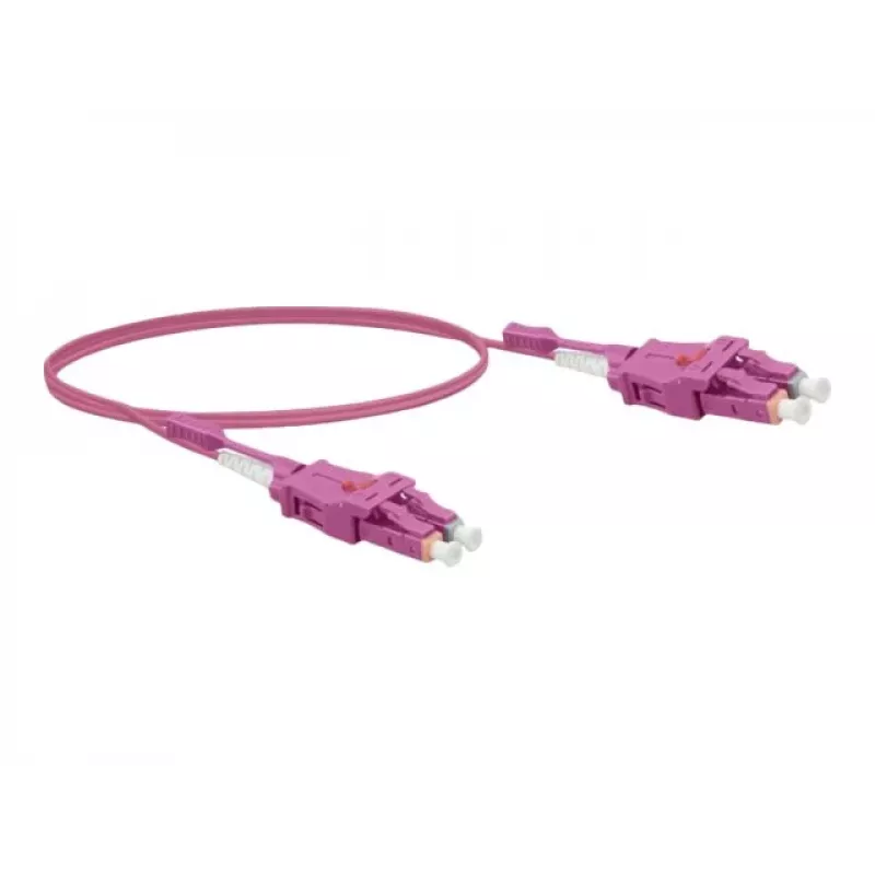 Exertis Connect LC/UPC naar LC/UPC OM4 Multimode Duplex Uniboot-patchkabel, 1m, erika violet, LSZH 392951