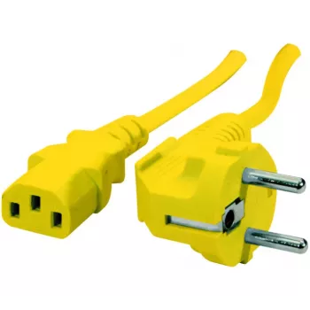 Exertis Connect haakse Schuko-naar-IEC-C13 voedingskabel, geel, 1,8 m 808015